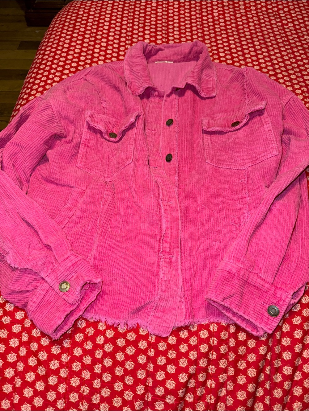 LA MIEL Bright Pink Corduroy Button Jacket